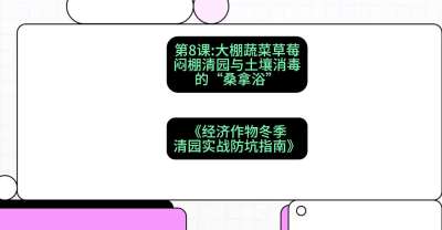 第8节：【大棚蔬菜草莓】闷棚清园与土壤消毒的&ldquo;桑拿浴&rdquo;，课程：《经济作物冬季清园&middot;实战防坑指南》#识农AI